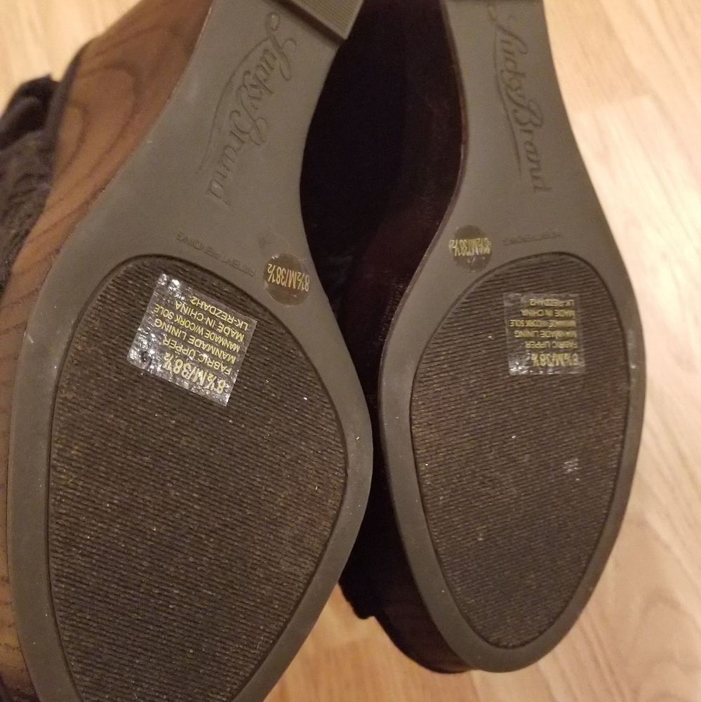 Lucky Brand Marin Crochet Black Wedges View 5